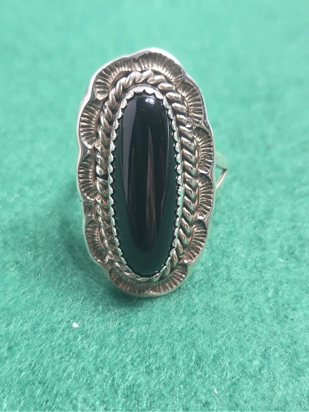 Sterling Silver Black Onyx Oval Statement Ring